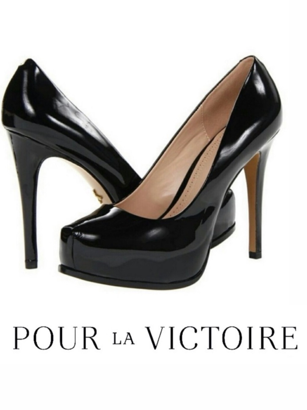 POUR LA VICTOIRE Black Patent Leather Irina Platform Pumps